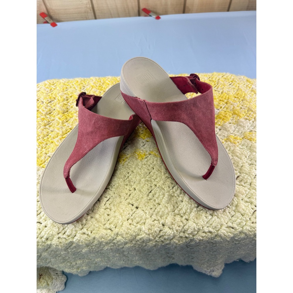 FitFlop Lulu Canvas Red Thong Sandals Womens 9 Microwobbleboard H12-203